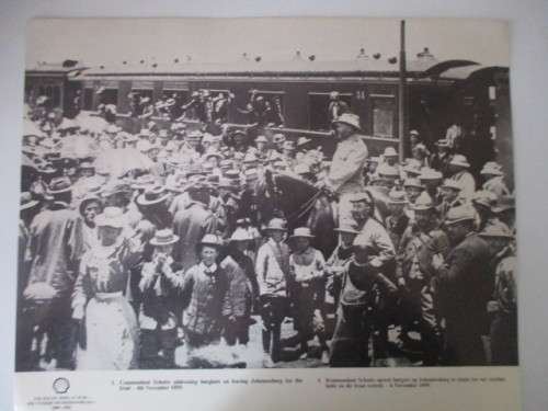 VINTAGE POSTER / PRINT - COMMANDANT SCHUTTE ADDRESSING BURGHERS -  1899 BOER WAR TIME 39 CM