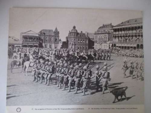 VINTAGE POSTER / PRINT - TROOPS PARADING BEFORE LORD ROBERTS - TIME OF THE BOER WAR 39CM