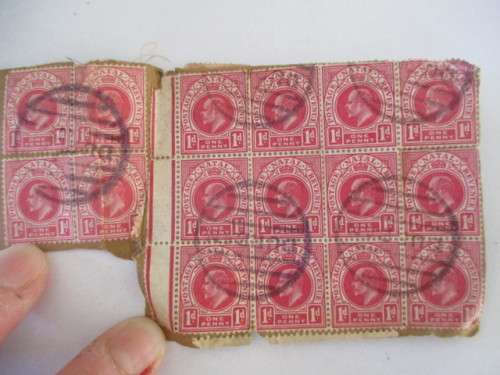 SOUTH AFRICA - LOT OF USED MOUNTED STAMPS NATAL IN BLOCK RARE