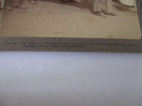 BOER WAR - STEREOSCOPE CARD - A BAD CASE SISTER WOUNDED FUSILIER