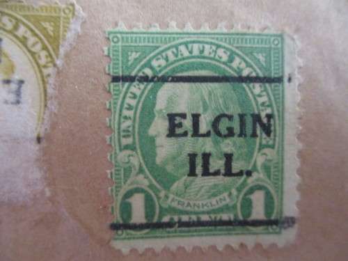 AMERICA FRANKLIN USED STAMP PRINTED OVER MOUNTED