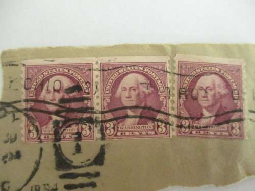 AMERICA GEORGE WASHINGTON 3c  USED MOUNTED 3 STAMPS