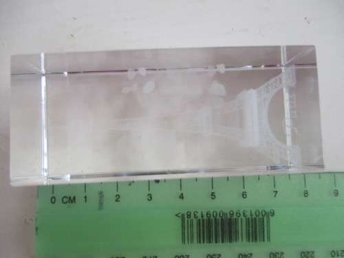 BEAUTIFUL CRYSTAL LAZER ETCHED PAPER WEIGHT - PARIS