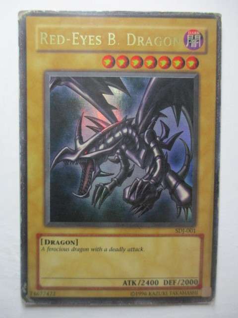 YU-GI-OH TRADING CARD - RED-EYES B. DRAGON - PLAYED CARD SO WILL BE REDUCED