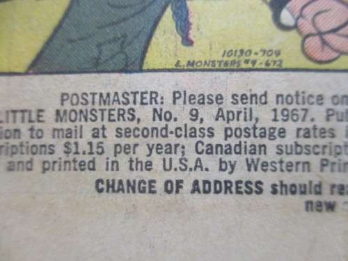 GOLD KEY COMICS - THE LITTLE  MONSTERS -  NO. 9  - 1967