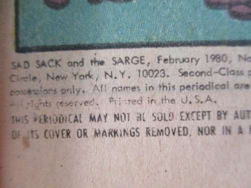 HARVEY WORLD - SAD SACK AND THE SARGE - NO. 141 -  1980