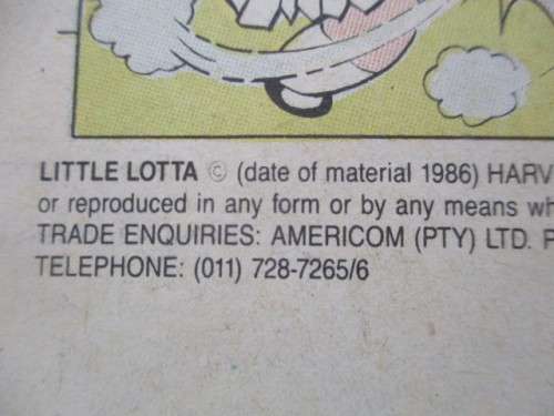 HARVEY COMICS - LITTLE LOTTA - NO. 4  - 1986 - A SOUTH AFRICAN COMIC