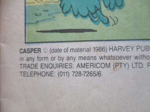 HARVEY COMICS - CASPER - NO. 4 - 1986 - A SOUTH AFRICAN COMIC