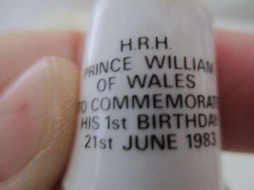 LOVELY THIMBLE TO COMMEMORATE THE FIRST BIRTHDAY OF PRINCE WILLIAM - FINE BONE CHINA