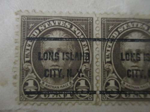 AMERICA - USED MOUNTED AMERICAN SPY  NATHAN   HALES  PRINTED OVER STAMPS