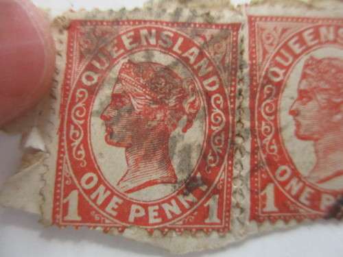 AUSTRALIA / QUEENSLAND QUEEN VICTORIA ONE PENNY STAMPS