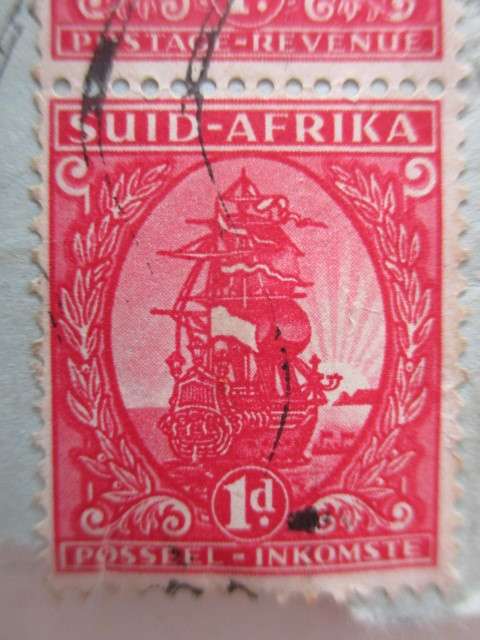 SOUTH AFRICA  - 1D VAN RIEBEECK SHIP ONE TONE STAMPS MOUNTED PAIR