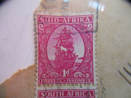 SOUTH AFRICA  - 1D VAN RIEBEECK SHIP ONE TONE STAMPS MOUNTED PAIR