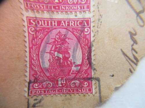 SOUTH AFRICA  - 1D VAN RIEBEECK SHIP ONE TONE STAMPS MOUNTED PAIR