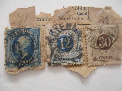 SWEDEN 3 USED MOUNTED STAMPS