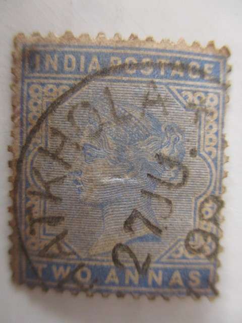 INDIA USED QUEEN VICTORIA  TWO ANNAS STAMP