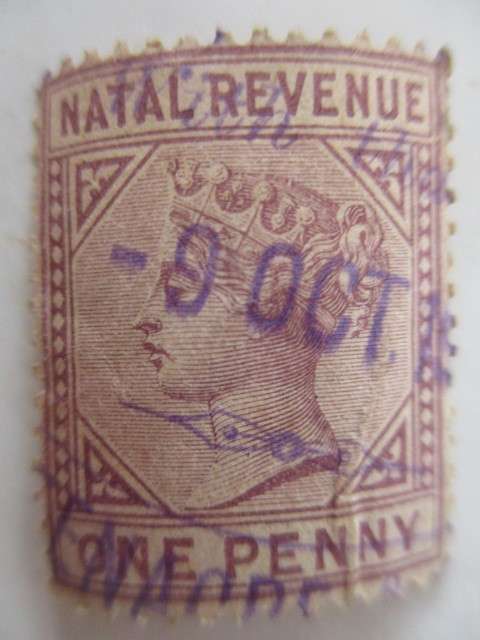 NATAL ONE PENNY USED QUEEN VICTORIA STAMP