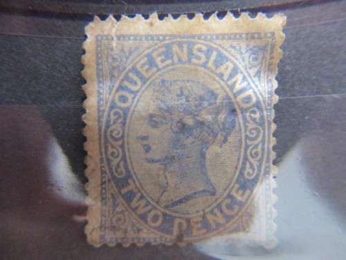 AUSTRALIA QUEENSLAND TWO PENCE USED STAMP