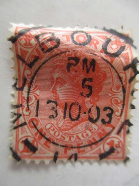 AUSTRALIA - QUEEN VICTORIA  6  USED ONE PENNY STAMPS
