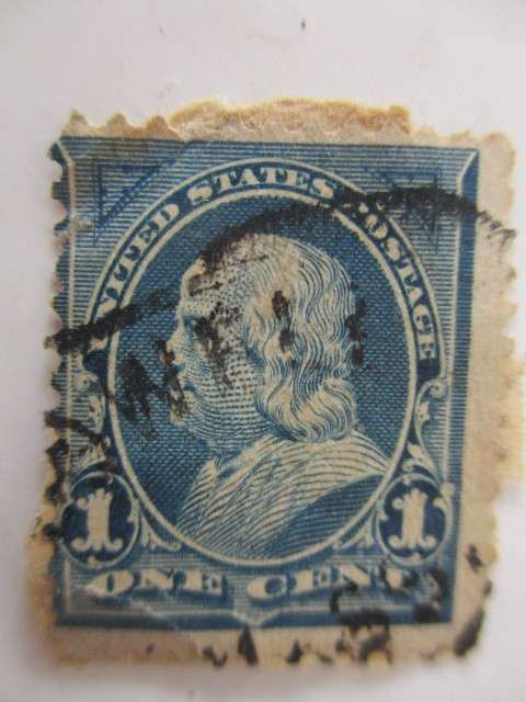 AMERICA  1c BEN FRANKLIN USED STAMP