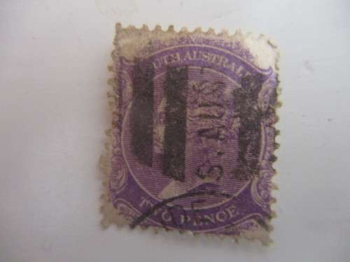 AUSTRALIA 2 PENCE QUEEN VICTORIA PURPLE STAMP USED