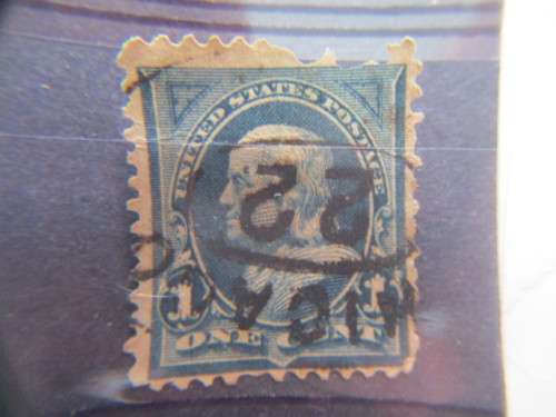 AMERICA BEN FRANKLIN USED ONE CENT  BLUE USED STAMP 1901