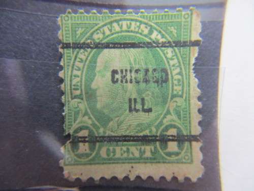 AMERICA BEN FRANKLIN 1 CENT PRINTED OVER  USED CHICAGO