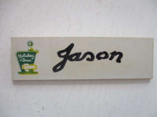 VINTAGE HOLIDAY INN NAME BADGE NOTE BADGE CAN BE WIPED CLEAN