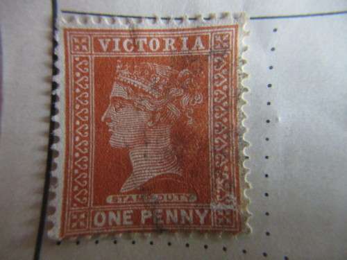 AUSTRALIA 1 PENNY QUEEN VICTORIA  USED STAMP