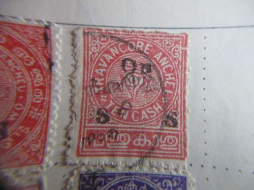 INDIA TAVENCORE INDIAN STATES 1888 USED MOUNTED STAMPS