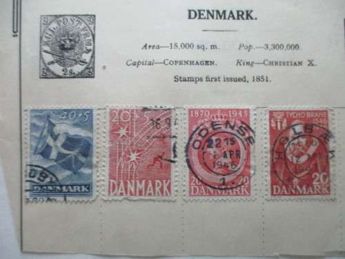 DENMARK LOT OF 4 USED MOUNTED STAMPS