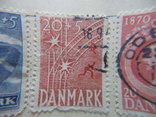 DENMARK LOT OF 4 USED MOUNTED STAMPS