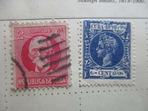 CUBA 2 USED MOUNTED STAMPS