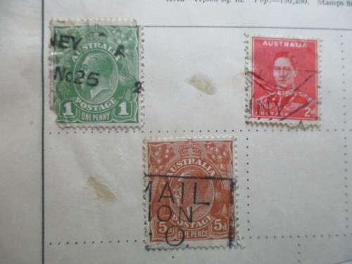 AUSTRALIA 3 USED MOUNTED STAMPS