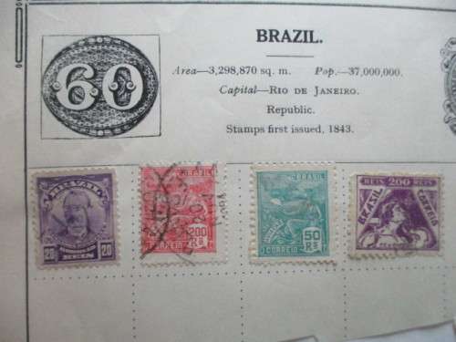 BRAZIL LOT OF 4 USED MOUNTED STAMPS