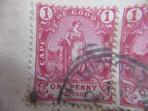 SOUTH AFRICA CAPE OF GOOD HOPE  ONE PENNY PAIR OF USED STAMPS