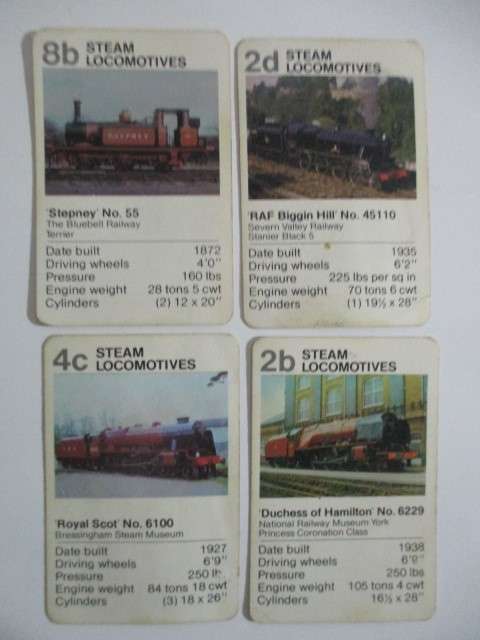 COLLECTOR CARDS -  STAR TRUMP FROM WADDINGTONS  - STEAM TRAINS LOT OF 4 CARDS