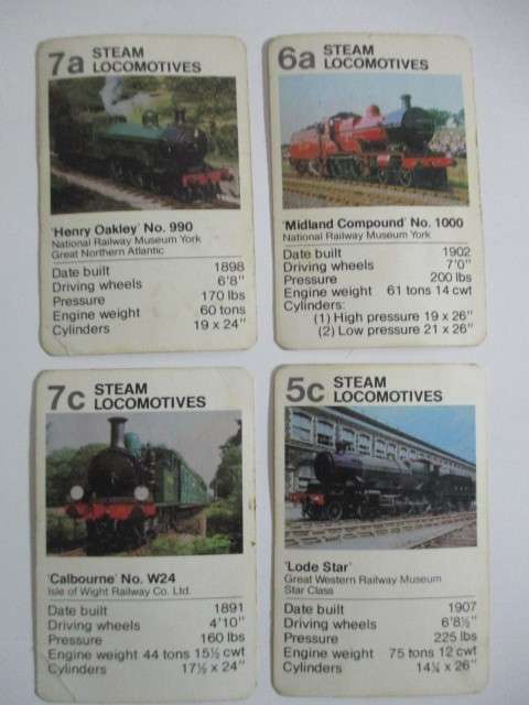 COLLECTORS CARDS -  STAR TRUMP FROM WADDINGTONS  / STEAM TRAINS LOT OF 4 CARDS