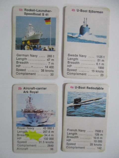 VINTAGE MINI  COLLECTORS CARDS - MILITARY SHIPS  LOT OF 4 CARDS