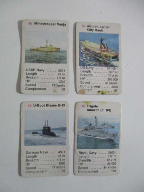 VINTAGE MINI COLLECTORS CARDS - LOT OF 4 MILITARY SHIPS