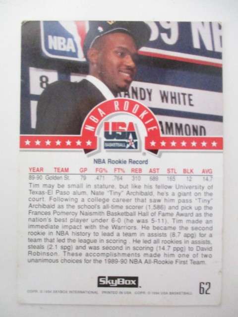 SKYBOX BASKET BALL TRADING CARD -  TIM HARDWAY