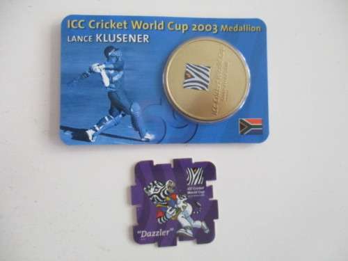 ICC CRICKET WORLD CUP 2003 MEDALLION AND  TAZO