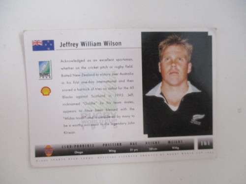 RUGBY WORLD CUP 1995 IRON ON BADGE AND  RUGBY CARD