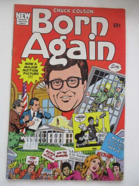 NEW BARBOUR CHRISTIAN COMICS - BORN AGAIN -1978 AND AUTOGRAPH OF PAT BOONE CROSS & SWITCHBLADE