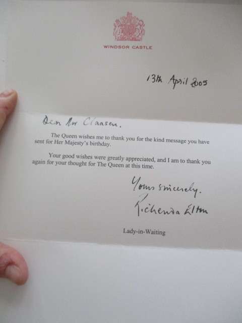 LETTER FROM WINDSOR CASTLE - THE QUEEN 2005