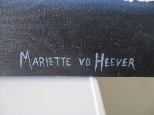 BEAUTIFUL ABSTRACT PAINTING BY FAMOUS SOUTH AFRICAN ARTIST - MARIETTE VD HEEVER 54cm X 48cm