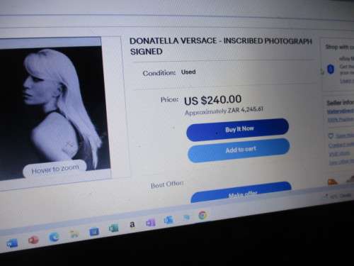 AUTOGRAPHED / SIGNED - DONATELLA VERSACE - FASHION DESIGNER MODEL BUSINESS WOMAN !!!!