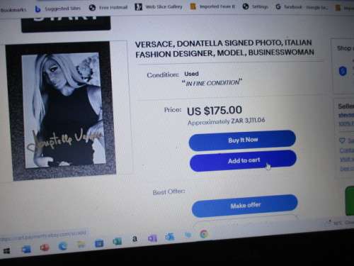 AUTOGRAPHED / SIGNED - DONATELLA VERSACE - FASHION DESIGNER MODEL BUSINESS WOMAN !!!!