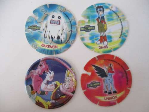 DIGIMON AND ONE DRAGON BALL Z TAZO 4 PIECES