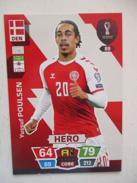 PANINI WORLD SOCCER CUP FIFA 2022 -  YUSSUF POULSEN - CARD IN MINT CONDITION